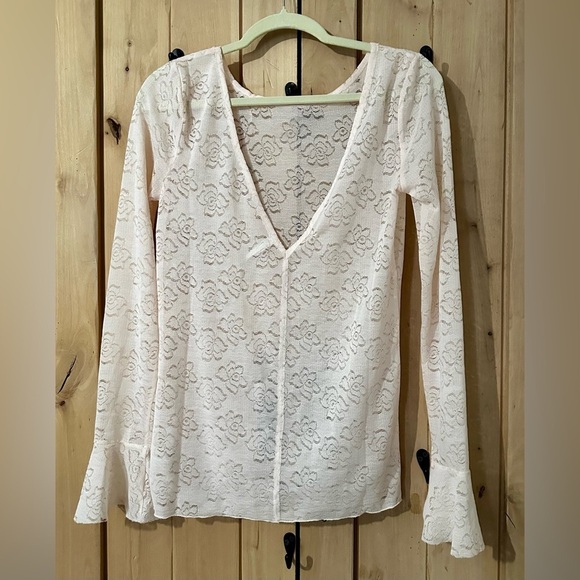 Free People Intimately Peach Lace Reversible Top V-Neck / Round Neck Size M - Picture 4 of 6